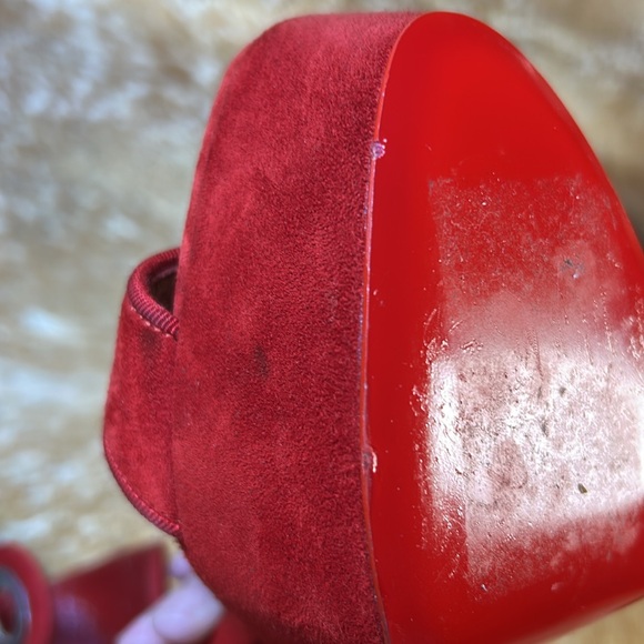 LOUBOUTIN Paris Red High Heel Stiletto Open Toe Platform Sandals GUC EU 38 1/2 - Picture 17 of 17